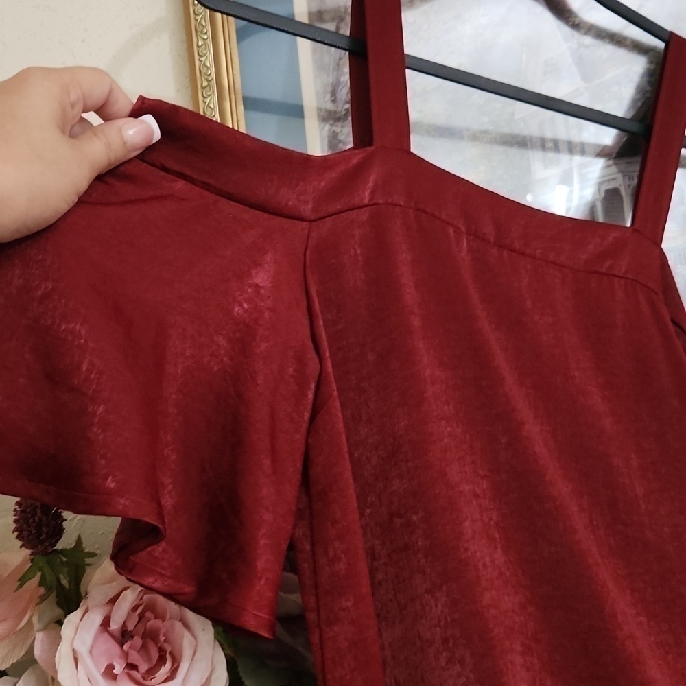 2for$10 Satin Open Shoulder Dress Romantic Feminine Date Night Small - Picture 2 of 7